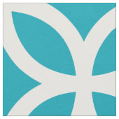 Aqua Blue Geometric Pattern Fabric Stof (Close Up)