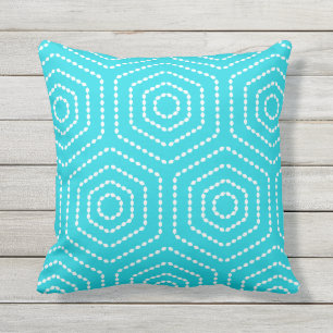 Aqua Blue Geometric Pattern Kussens buitenshuis