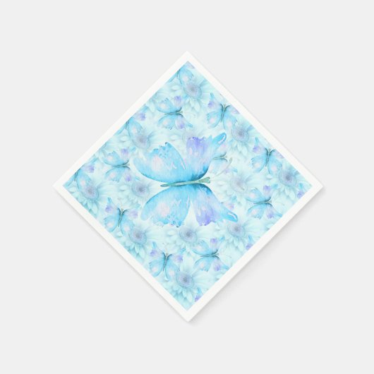 AQUA BLUE GERBER DAISIES EN VLINDERS ONTKOPPELING SERVET (Hoek)