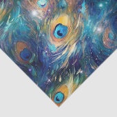 Aqua Blue geschilderde pauwenveren Tissuepapier (Detail)