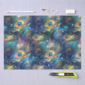 Aqua Blue geschilderde pauwenveren Tissuepapier (Craft)