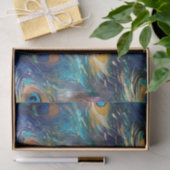 Aqua Blue geschilderde pauwenveren Tissuepapier (Geschenk)