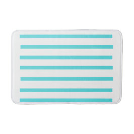 Aqua Blue Gestreepte Badmat – Modern Horizontaal