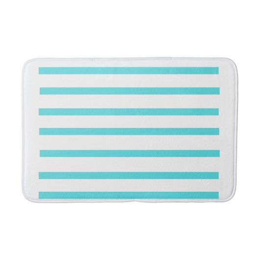 Aqua Blue Gestreepte Badmat – Modern Horizontaal (Voorkant)