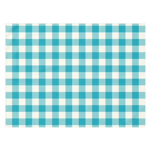 Aqua Blue Gingham / Buffalo Check Tablecloth Tafelkleed (Voorkant (Horizontaal))