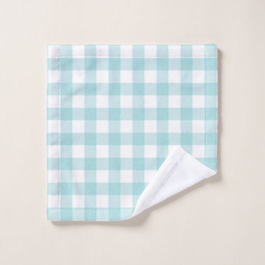Aqua Blue Gingham Monogrammed Towel Set Bad Handdoek (Wasdoekje)