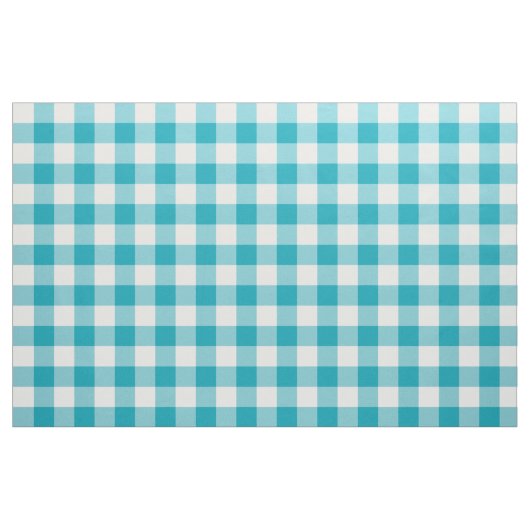Aqua Blue Gingham Pattern Fabric Stof (Yard (91,4 cm))