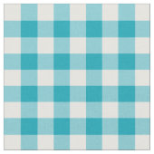 Aqua Blue Gingham Pattern Fabric Stof (Close Up)