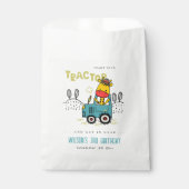 Aqua Blue Giraffe in Boerderij Tractor Boys Verjaa Bedankzakje (Voorkant)