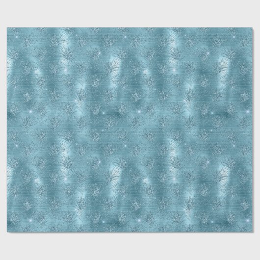 Aqua Blue Glam Glitter Peacock Feathers Cadeaupapier (Vlak)