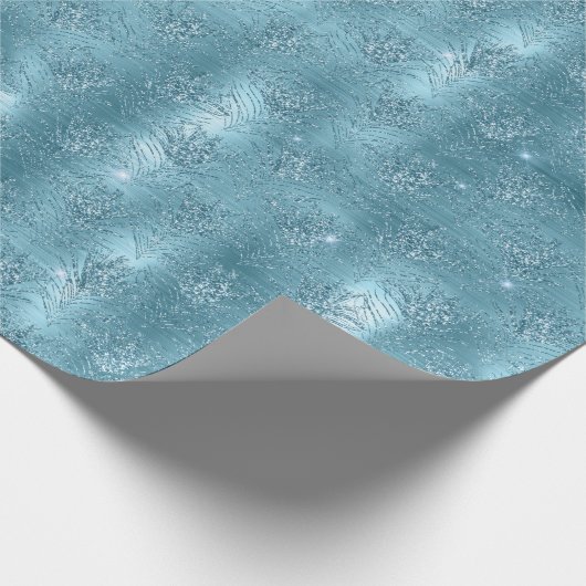 Aqua Blue Glam Glitter Peacock Feathers Cadeaupapier (Hoek)