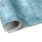 Aqua Blue Glam Glitter Peacock Feathers Cadeaupapier (Rol Hoek)