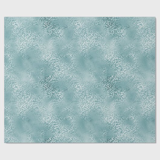 Aqua Blue Glam Leopard Print Cadeaupapier (Vlak)