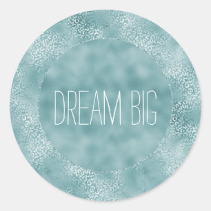 Aqua Blue Glam Luipaard Print Ronde Sticker