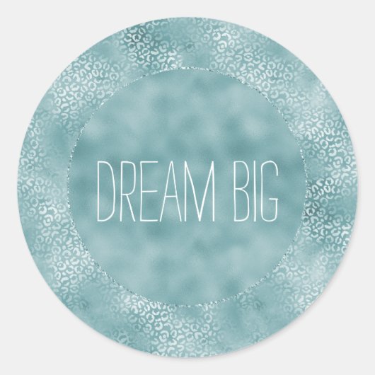 Aqua Blue Glam Luipaard Print Ronde Sticker (Voorkant)