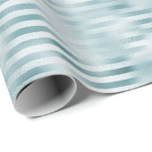 Aqua Blue Glam Stripes Cadeaupapier (Rol Hoek)