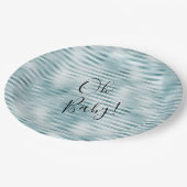 Aqua Blue Glam Stripes Papieren Bordje (Gekanteld)