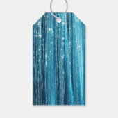Aqua Blue Glam Tinsel Stripes Cadeaulabel (Achterkant)