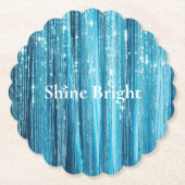 Aqua Blue Glam Tinsel Stripes Kartonnen Onderzetters (Voorkant)
