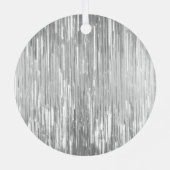 Aqua Blue Glam Tinsel Stripes Metalen Ornament (Achterkant)