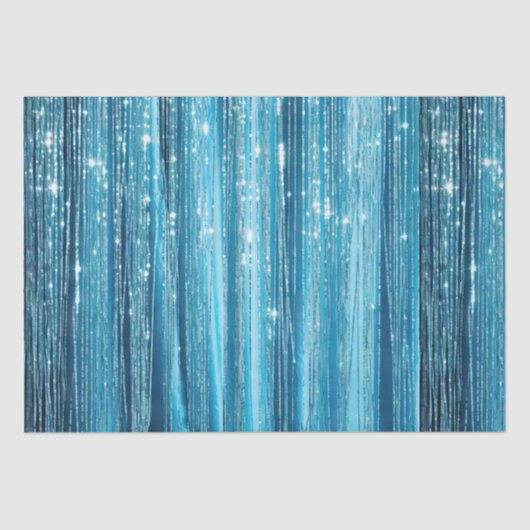 Aqua Blue Glam Tinsel Stripes Tissuepapier (Voorkant)