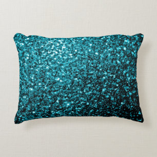 Aqua blue glanzend glitter accent kussen