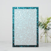 Aqua blue glanzend glitter briefpapier (Staand voorkant)