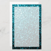 Aqua blue glanzend glitter briefpapier (Voorkant / Achterkant)
