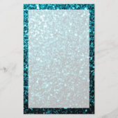 Aqua blue glanzend glitter briefpapier (Voorkant)