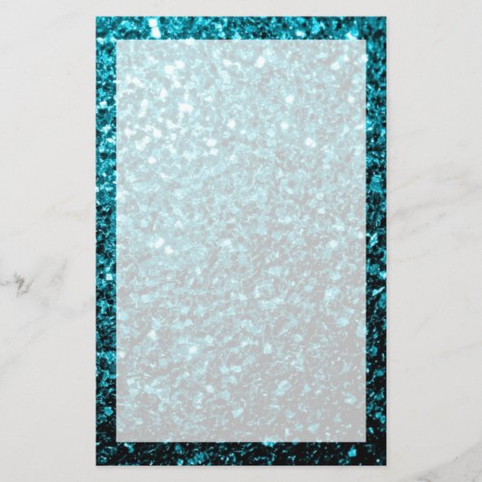 Aqua blue glanzend glitter briefpapier (Voorkant)