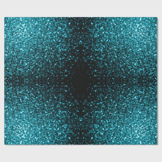 Aqua blue glanzend glitter cadeaupapier (Vlak)