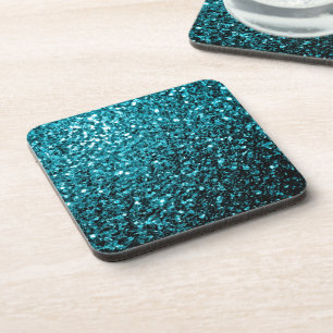 Aqua blue glanzend glitter drankjes onderzetter