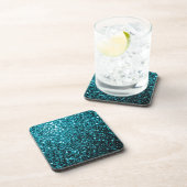 Aqua blue glanzend glitter drankjes onderzetter (Rechterzijde)