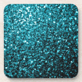 Aqua blue glanzend glitter drankjes onderzetter (Voorkant)