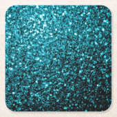 Aqua blue glanzend glitter kartonnen onderzetters (Voorkant)