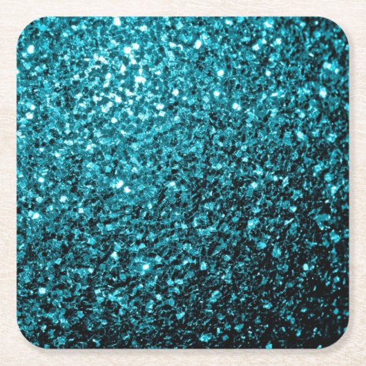 Aqua blue glanzend glitter kartonnen onderzetters (Voorkant)