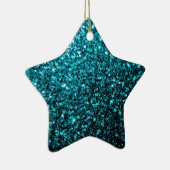 Aqua blue glanzend glitter keramisch ornament (Rechts)