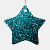 Aqua blue glanzend glitter keramisch ornament (Achterkant)