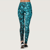 Aqua blue glanzend glitter leggings (Achterkant)