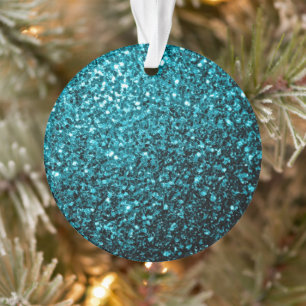 Aqua blue glanzend glitter ornament