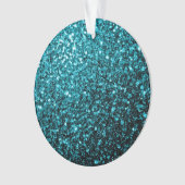 Aqua blue glanzend glitter ornament (voorkant)