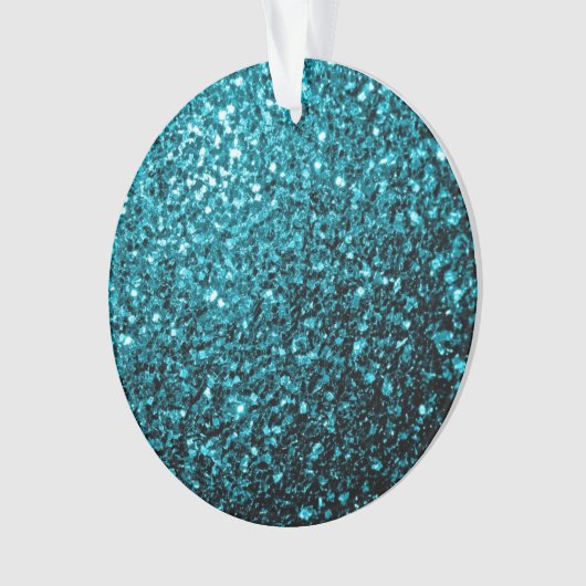 Aqua blue glanzend glitter ornament (voorkant)