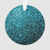 Aqua blue glanzend glitter ornament (voorkant)