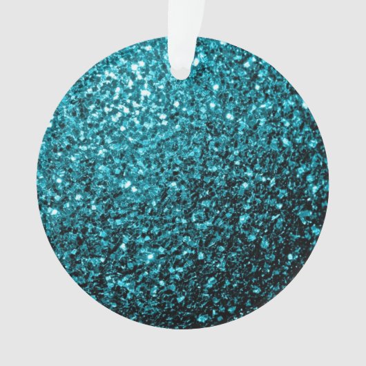 Aqua blue glanzend glitter ornament (voorkant)