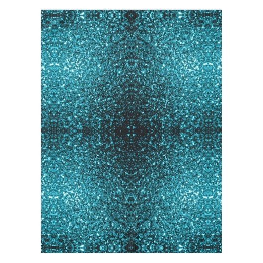 Aqua blue glanzend glitter tafelkleed (Voorkant)