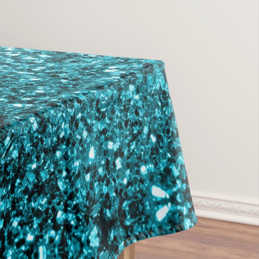 Aqua blue glanzend glitter tafelkleed (Voorbeeld)