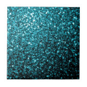 Aqua blue glanzend glitter tegeltje (Voorkant)