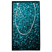 Aqua blue glanzende faux glitter sparkles Sweet 16 Klein Cadeauzakje (Achterkant)