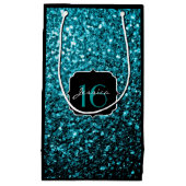 Aqua blue glanzende faux glitter sparkles Sweet 16 Klein Cadeauzakje (Voorkant)