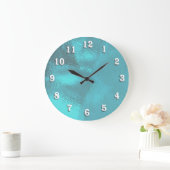 Aqua Blue Glass look Wall Clock Grote Klok (Huis)